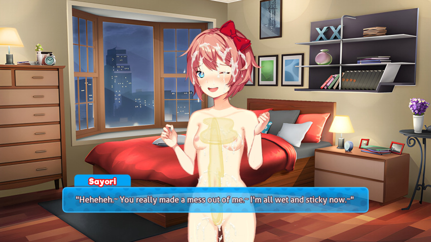 cum cum_in_pussy cum_inside cum_on_body cum_on_breasts cum_on_face cum_on_stomach cum_on_upper_body ddlc ddlc_text_box doki_doki_literature_club facial fetish golden_shower naked_female nude nude nude_female nudism nudist nudist_female nudity nudity_girl pee pee sayori_(doki_doki_literature_club)