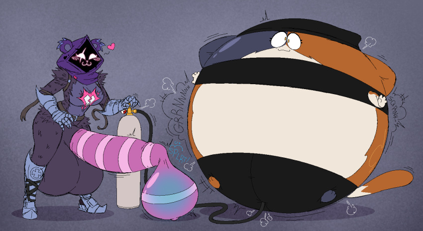 1girl 2_girls air_inflation balloon_inflation beeblimp condom condom_on_penis cum_in_condom fortnite futanari heart hyper hyper_balls hyper_penis inflation jalpunny meow_skulls_(fortnite) raven_team_leader