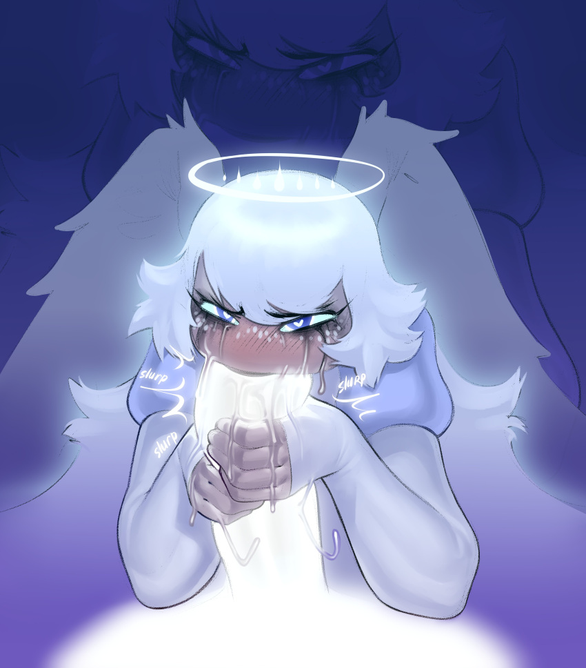1boy 1girl 1girls 2d 2d_(artwork) 2d_art 2d_artwork angel angel_wings art athletic athletic_female barely_fits big_penis blowjob_face blue_eyes blush both_hands_on_cock breasts breasts_out clothing crying_with_eyes_open curved_to_the_right_penis dark_skin digital digital_art digital_artwork_(media) digital_drawing_(artwork) digital_media digital_media_(artwork) dressed_female drooling drooling_on_hands drooling_on_penis dry emily_(hazbin_hotel) face_fucking fellatio freckles freckles_on_face fully_clothed fully_clothed_female gagging glowing_cock glowing_genitalia glowing_penis grey_skin grin halo handjob_while_sucking happy hazbin_hotel heart-shaped_pupils hellaverse horny_female huge_cock human human_on_humanoid human_penetrating interspecies just_the_tip light-skinned_male light_skin looking_at_viewer love male male/female mascara mascara_tears mr_fuga mrfuga oral oral_sex panties partially_clothed penis penis_awe running_mascara runny_makeup saliva seraph slurp slurping_cock smile soft sucking sucking_penis sweat tagme tears_of_pleasure throat_abuse unseen_character unseen_male vivienne_medrano white_freckles white_hair white_penis wings