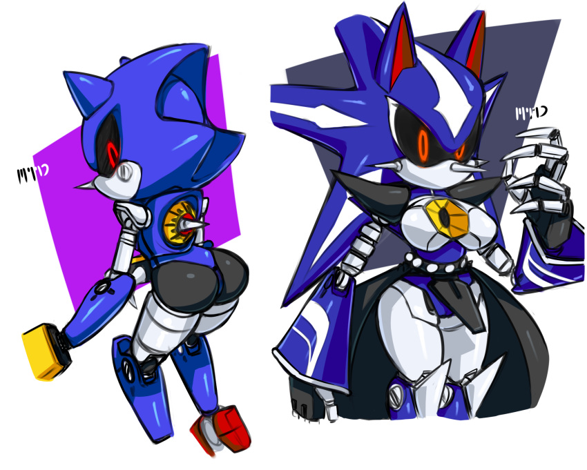 ass breasts butt crossgender female fembot looking_at_viewer machine marthedog mechanical metal_sonic red_eyes robot sega sonic_(series)