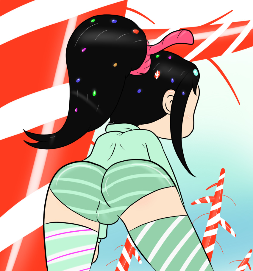 ass black_hair bluelimelight disney panties vanellope_von_schweetz wreck-it_ralph