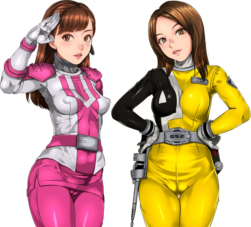 2_girls alluring hot marika_reimon myoujin_tsukasa reimon_marika sakuradou sexy spandex suit super_sentai tokusou_sentai_dekaranger tsukasa_myoujin voluptuous