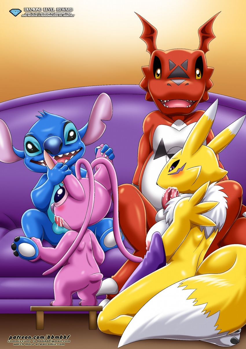 angel_(lilo_and_stitch) bbmbbf digihentai digimon fellatio guilmon lilo_and_stitch oral palcomix pietro's_secret_club renamon stitch