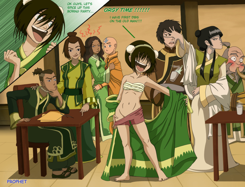 aang avatar:_the_last_airbender iroh katara mai_(avatar) nickelodeon prophet sokka suki toph_bei_fong zuko