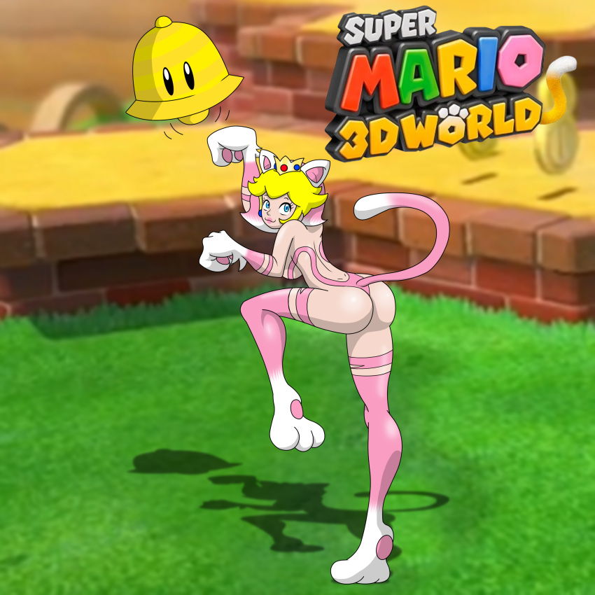 ass big_ass big_breasts breasts cat_suit felicia felicia_(cosplay) feline princess_peach super_mario_3d_world super_mario_bros. thegeckodemon vampire_(game)