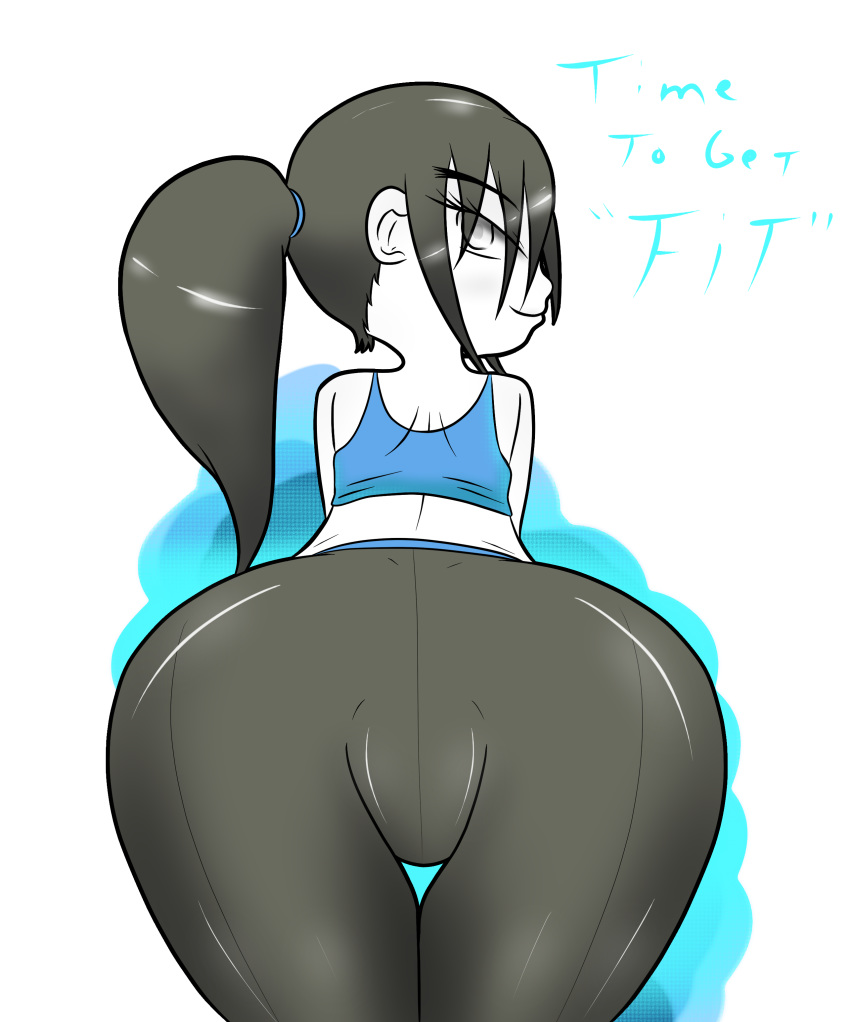 1girl ass bluelimelight looking_back nintendo smile solo super_smash_bros. wii_fit wii_fit_trainer