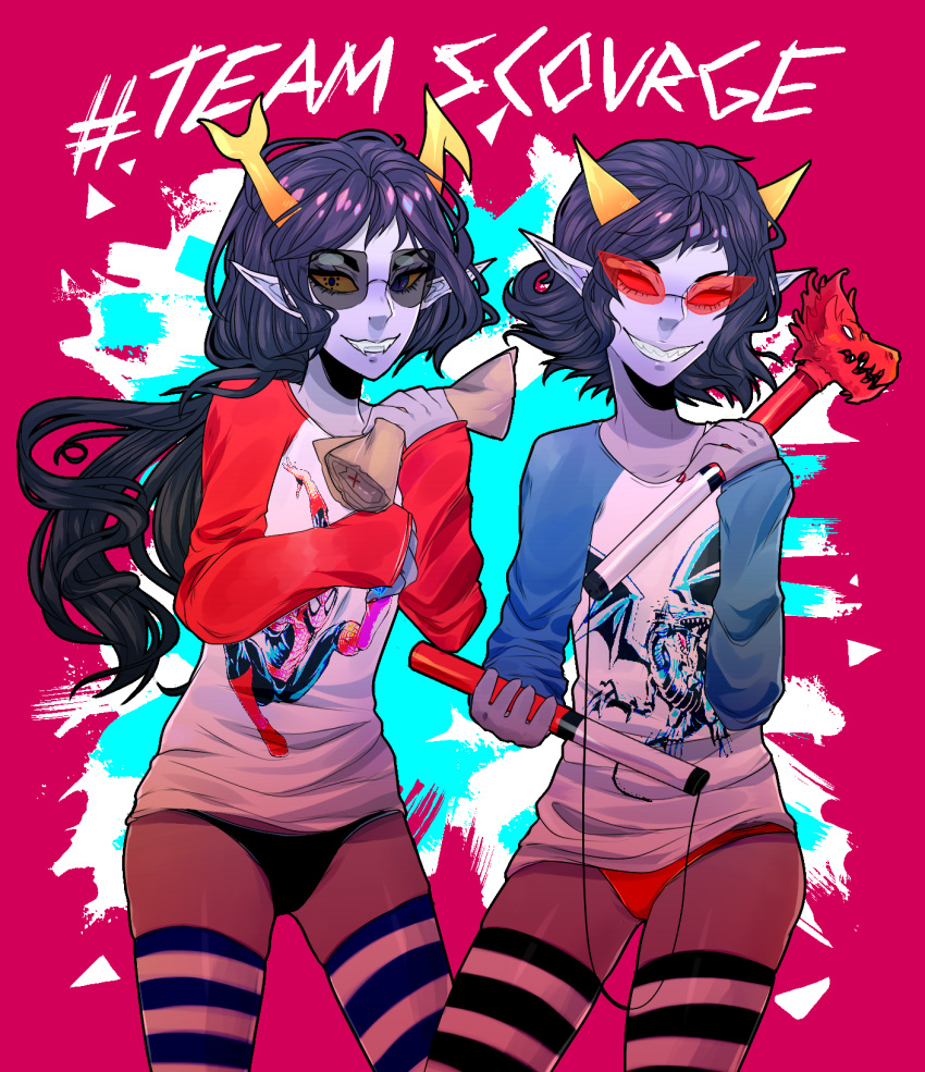 black_hair female homestuck panties terezi_pyrope vriska_serket