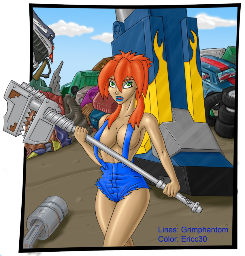 big_breasts breasts ericc30 ericc30_(artist) grimphantom grimphantom_(artist) kiva kiva_andru megas_xlr overalls solo