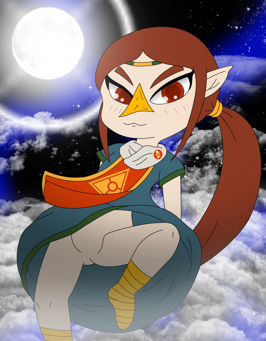 bluelimelight brown_hair medli red_eyes smile solo the_legend_of_zelda the_wind_waker