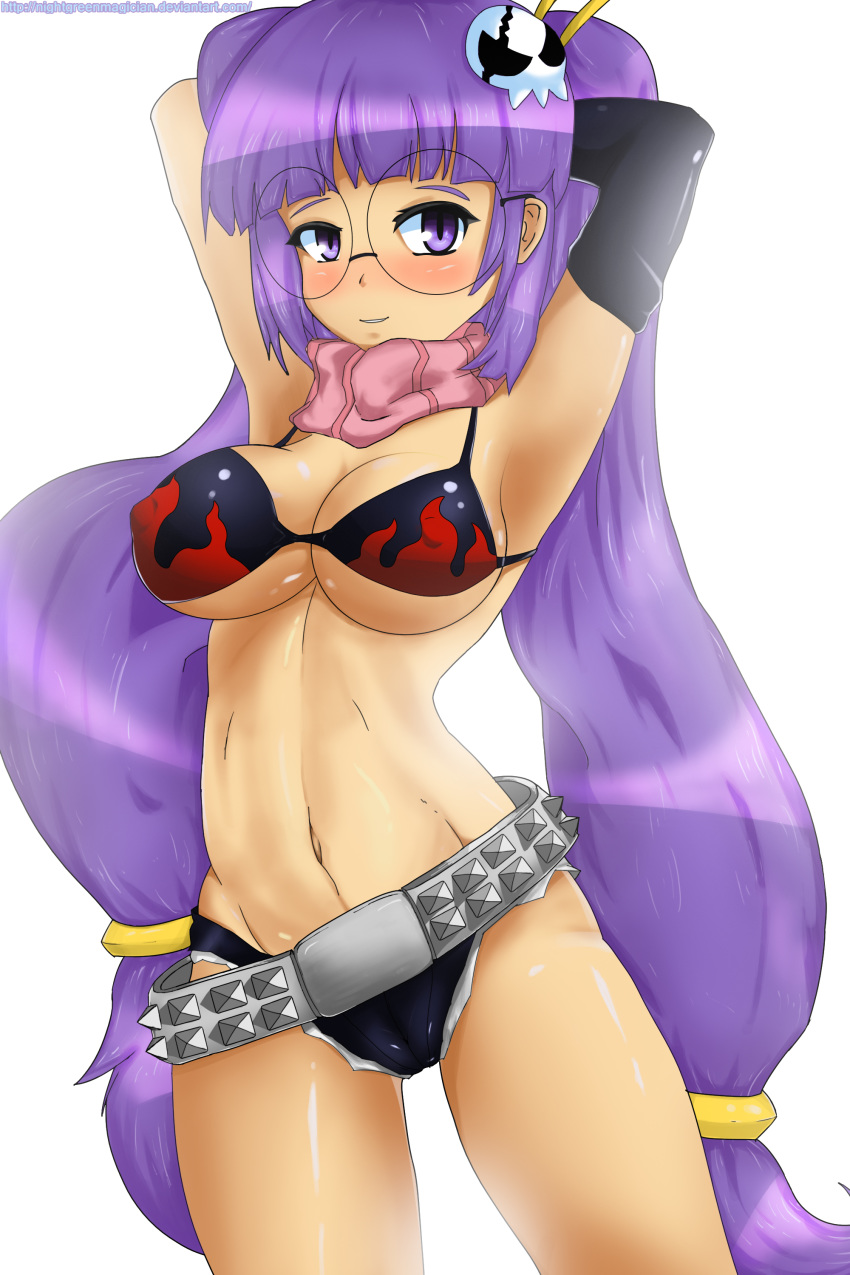 big_breasts breasts glasses gluko guuko mon_colle_knights nightgreenmagician_(artist) purple_eyes purple_hair tengen_toppa_gurren-lagann yoko_littner yoko_littner_(cosplay)