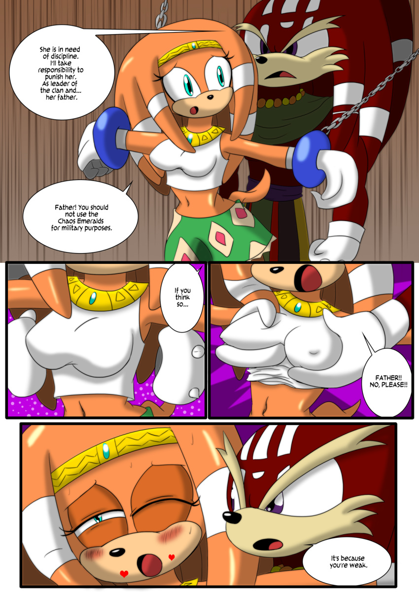 big_breasts breast_fondle breast_grab breasts comic incest otakon_(artist) pachacamac sonic text tikal_the_echidna