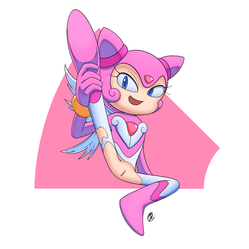 1girl fairy female female_only holding_leg innotsu inviting leg_lift legs_apart lumina_flowlight pixie sega smile solo sonic_shuffle sonic_the_hedgehog_(series) torn_clothes torn_clothing wings