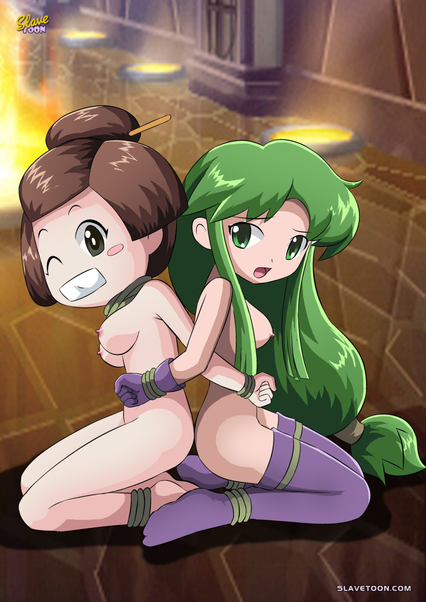 2_girls bondage character_request green_hair mystical_ninja palcomix slavetoon