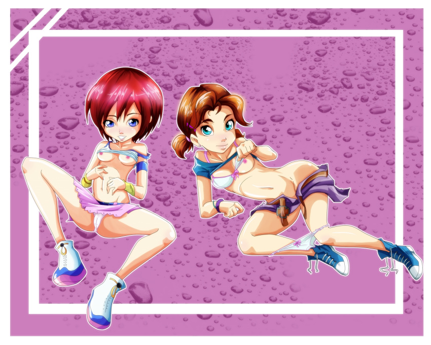 2girls blue_eyes breasts brown_hair hair irma_lair kairi kingdom_hearts multiple_girls nipples red_hair rhaz w.i.t.c.h.