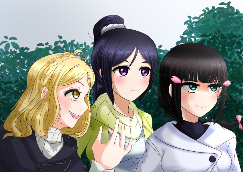 3_girls artist_name artist_request black_hair female_focus high_res kurosawa_dia long_hair love_live! love_live!_sunshine!!