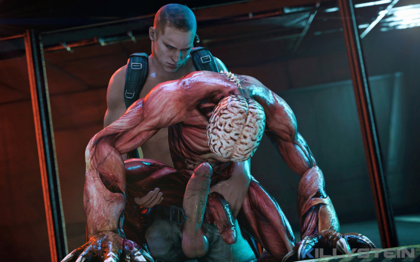 3d biohazard capcom duo erect_penis erection hand_on_penis holding_penis human/monster human_on_humanoid jake_muller licker male male/male male_only multiple_boys multiple_penises resident_evil resident_evil_2 resident_evil_5 resident_evil_6 sex yaoi