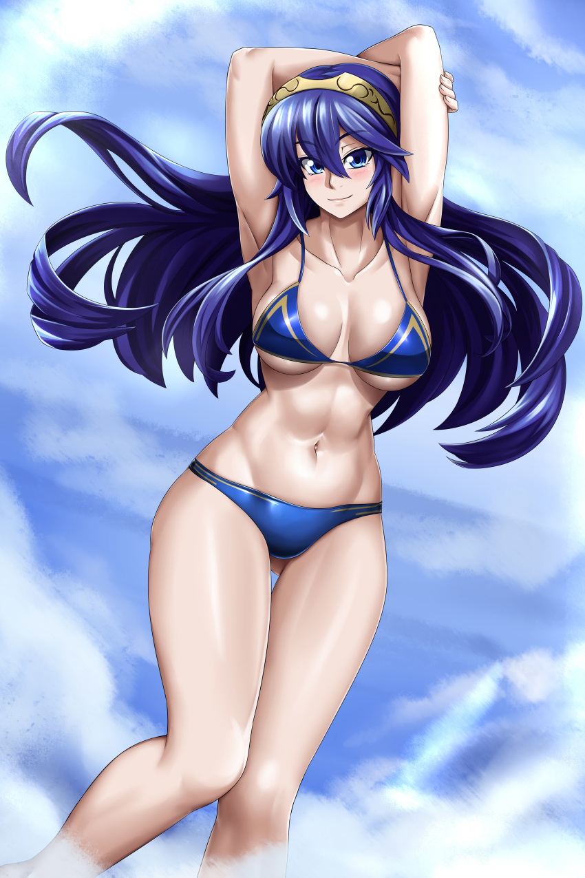 1girl alluring athletic_female big_breasts bikini blue_eyes blue_hair eyebrows_visible_through_hair female female_abs female_only fire_emblem fire_emblem:_awakening fit_female hocen hocen_hosen_(artist) legs long_blue_hair looking_at_viewer lucina lucina_(fire_emblem) nintendo posing swimsuit thigh_gap tiara vilde_loh_hocen