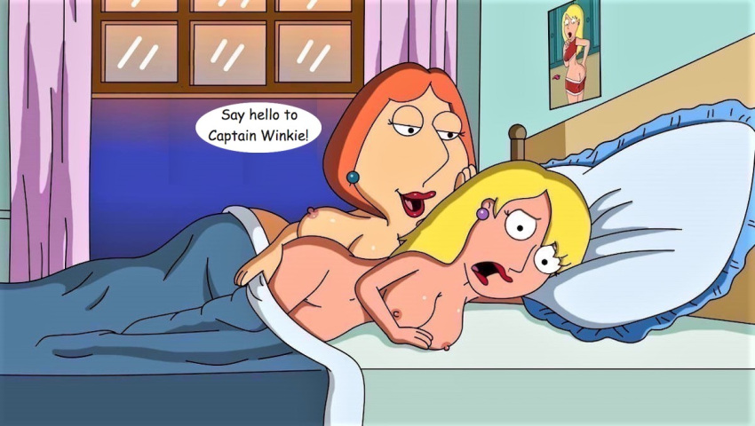 bed connie_d'amico family_guy futanari hermaphrodite lois_griffin nude surprised