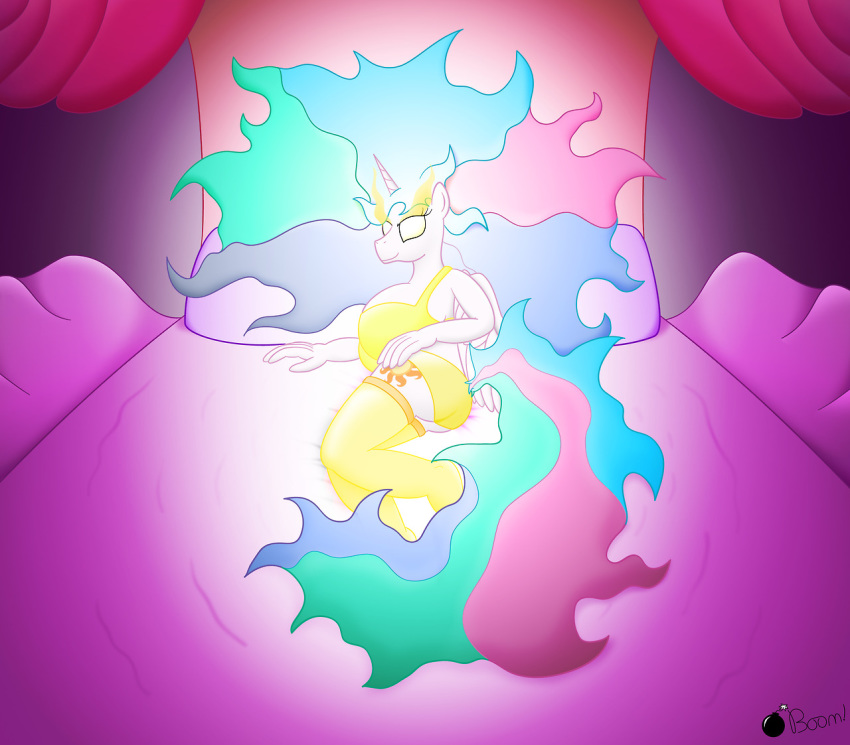 1girl anthro bed friendship_is_magic looking_back my_little_pony ponyboom princess_celestia