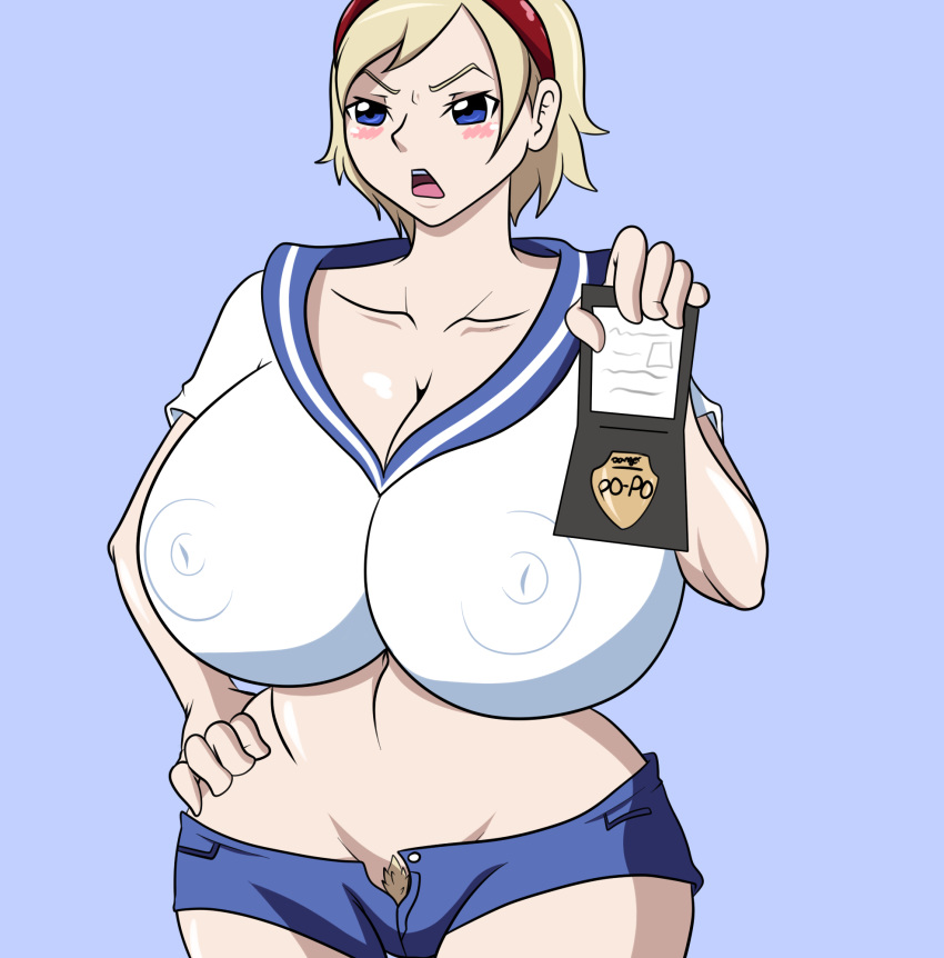 atari_mitsuku big_breasts blonde_hair blue_eyes breasts resident_evil resident_evil_6 school_uniform serafuku sherry_birkin solo