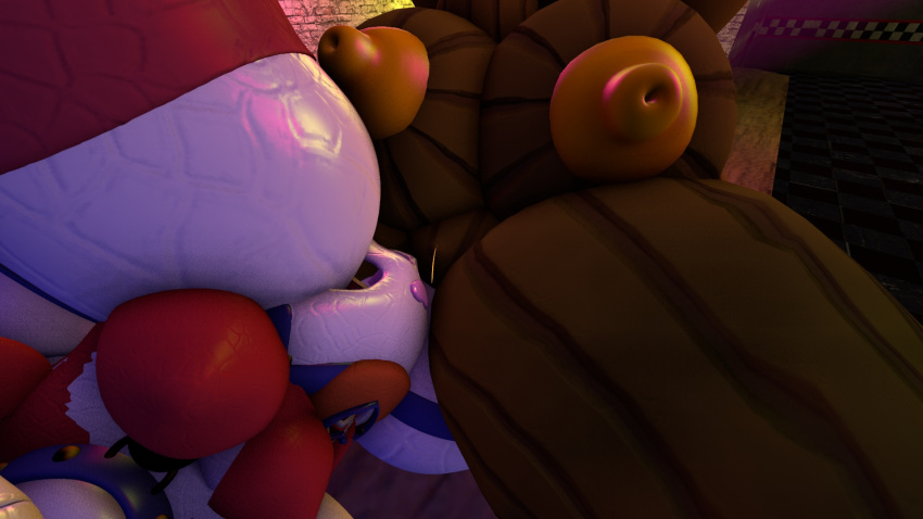 1girl close-up female/female female_only five_nights_at_freddy's jack_o_pumpkin_(fnaf) pumpkin pumpkin_girl pumpkin_head rubbing_pussy scissoring sexbot_circus_baby