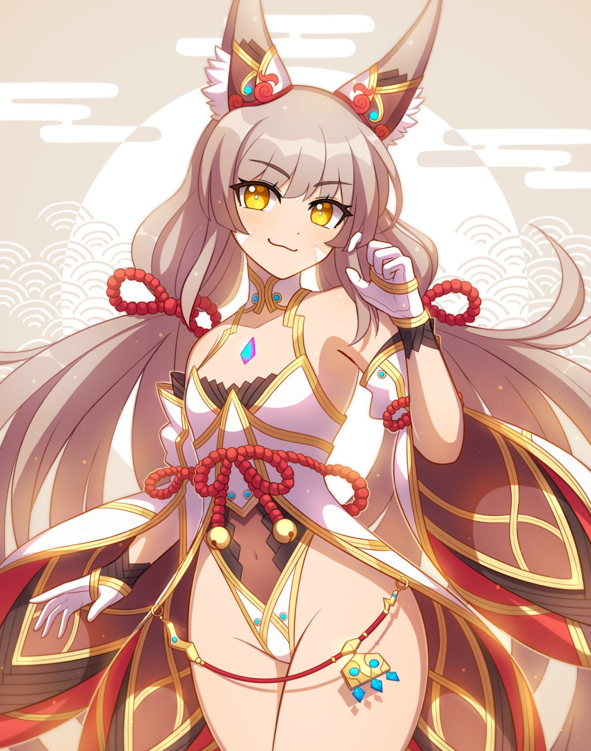 1girl alluring animal_ears chest_jewel cleavage detached_sleeves enni facial_mark high_res highleg highleg_leotard leotard long_hair low_twintails nia nia_(blade) nia_(blade)_(xenoblade) nia_(xenoblade) nintendo silver_hair small_breasts stockings twin_tails very_long_hair wide_hips xenoblade_(series) xenoblade_chronicles_2 yellow_eyes