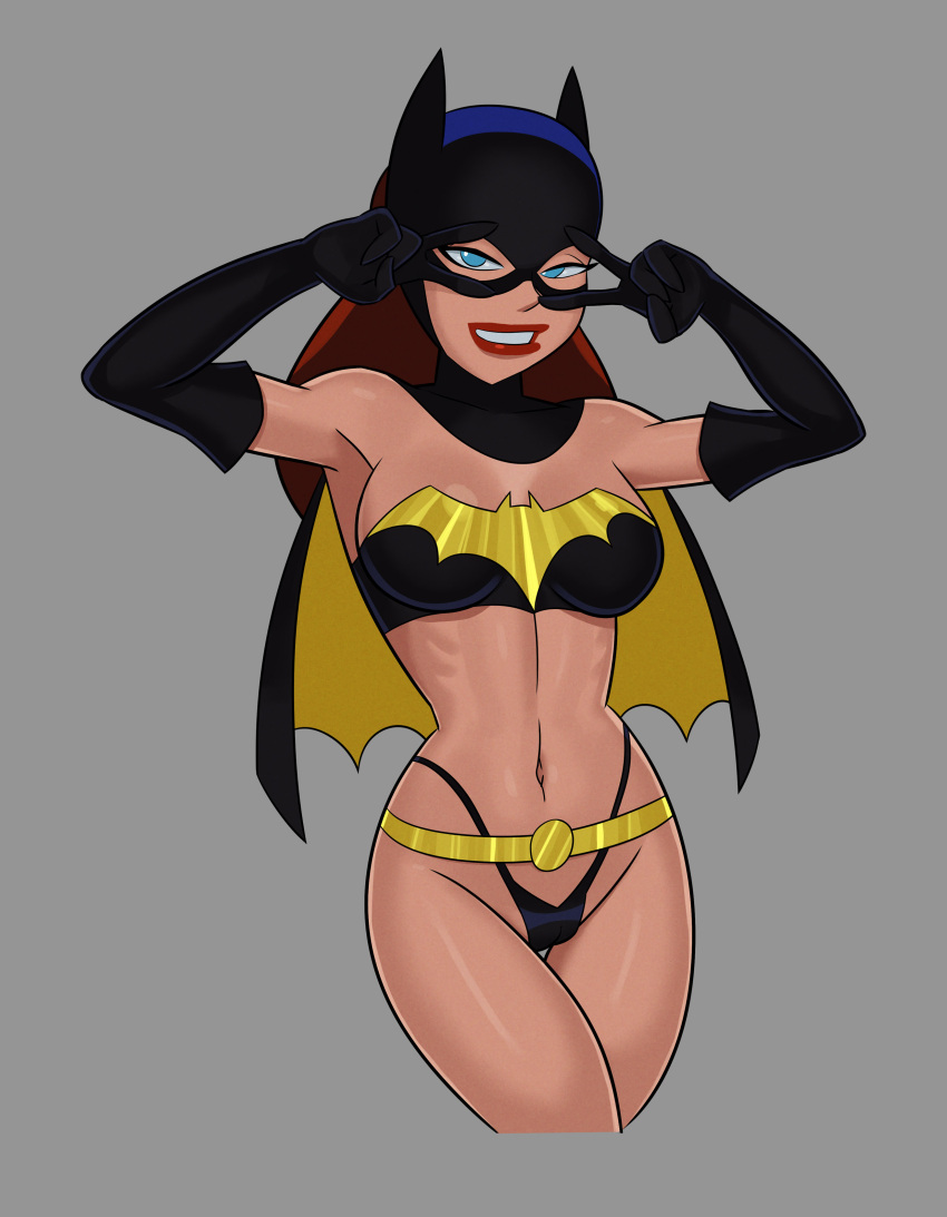 1girl alternate_costume barbara_gordon batgirl batman_(series) blue_eyes breasts comic_book_character double_v double_v_over_eyes female_focus female_only high_res medium_breasts patreon patreon_paid patreon_reward red_hair sunsetriders7 superheroine tagme teen v v_over_eye v_over_eyes