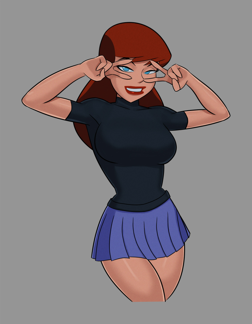 1girl barbara_gordon batgirl batman_(series) blue_eyes breasts comic_book_character double_v double_v_over_eyes female_focus female_only high_res medium_breasts patreon patreon_paid patreon_reward red_hair sunsetriders7 superheroine tagme teen v v_over_eye v_over_eyes