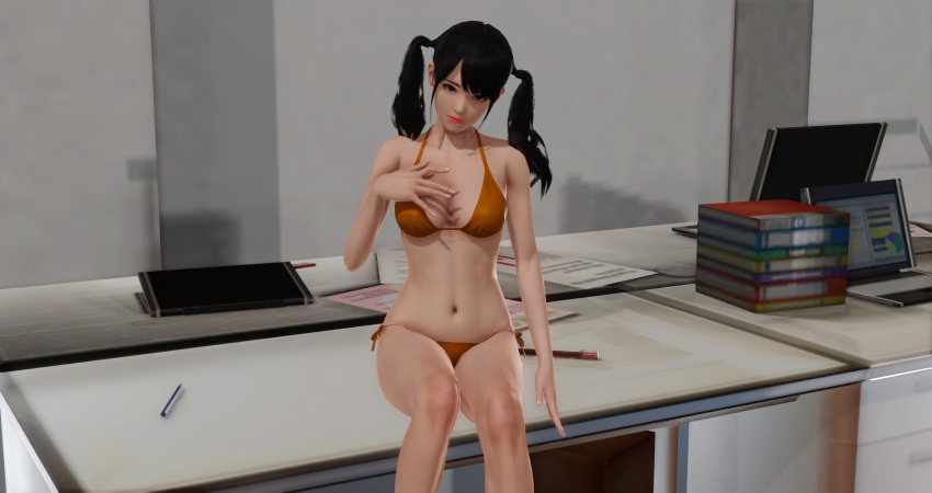 1girl alluring bikini honey_select ling_xiaoyu namco office_desk tekken tekken_3 tekken_4 tekken_5_dark_resurrection tekken_7 tekken_tag_tournament tekken_tag_tournament_2