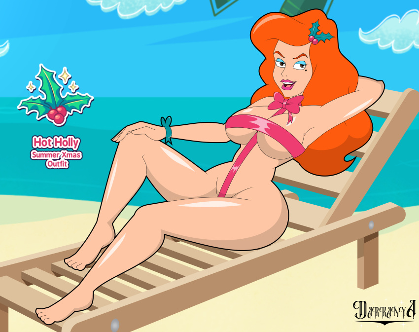 beach bedroom_eyes black_eyes cousin_mel darkdpx3 grandma_got_run_over_by_a_reindeer milf naughty_face ocean orange_hair sexy