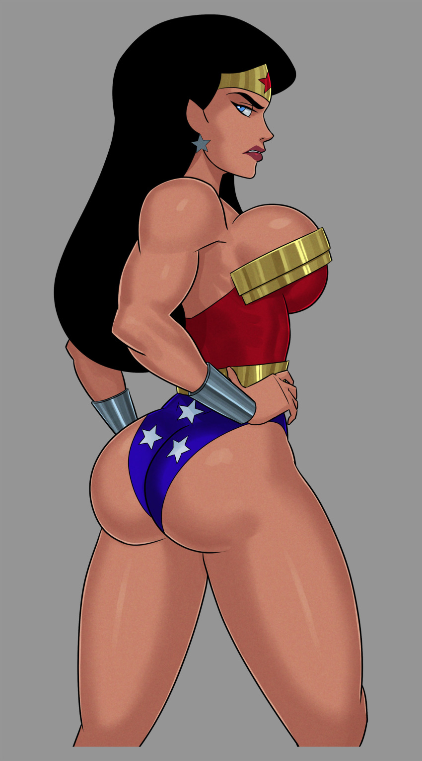 1girl 1girl big_breasts black_hair blue_eyes breasts comic_book_character demigod diana_prince female_focus high_res justice_league_unlimited mature mature_female patreon patreon_paid patreon_reward short_hair solo_female sunsetriders7 superheroine tagme wonder_woman