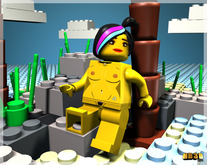 2014 black_hair breasts hentai_boy lego nude posing pussy the_lego_movie wyldstyle