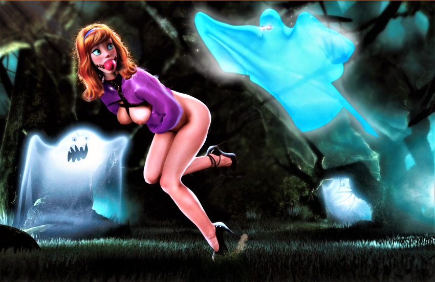 3d ass ball_gag bondage breasts cgi daphne_blake erect_nipples ghost hanna-barbera high_heels scoob!_(movie) scooby-doo thighs unduingtota