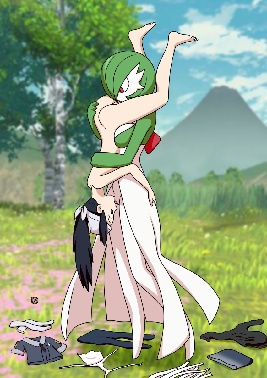 2_girls 69 akari_(pokemon) female_only gardevoir misaeldm pokephilia source_request standing_69 standing_sex yuri