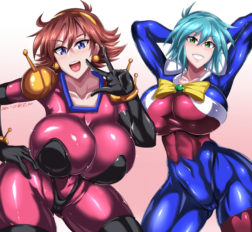 2_girls allenby_beardsley big_breasts blue_eyes blue_hair brown_hair earrings g_gundam green_eyes gundam hourglass_figure large_ass puripuri_jet rain_mikamura sexy sexy_ass sexy_body sexy_breasts take_your_pick yuri