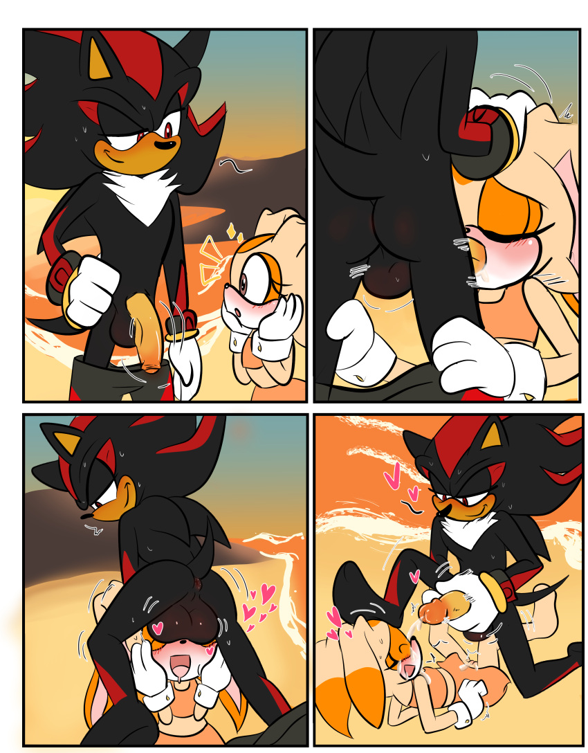 1boy 1girl 1girl 2021 4koma bunny clothing comic cream_the_rabbit deepthroat demisilver facefuck footwear handwear hd hedgehog high_res high_resolution male male/female mostly_nude penis penis penis rabbit sega sex shadow_the_hedgehog sonic_the_hedgehog_(series) young