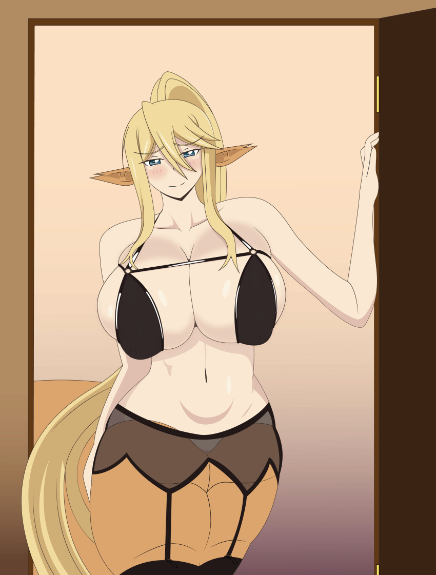 blonde_hair blue_eyes centaur centorea_shianus crowns gigantic_breasts monster_musume_no_iru_nichijou taur very_long_hair