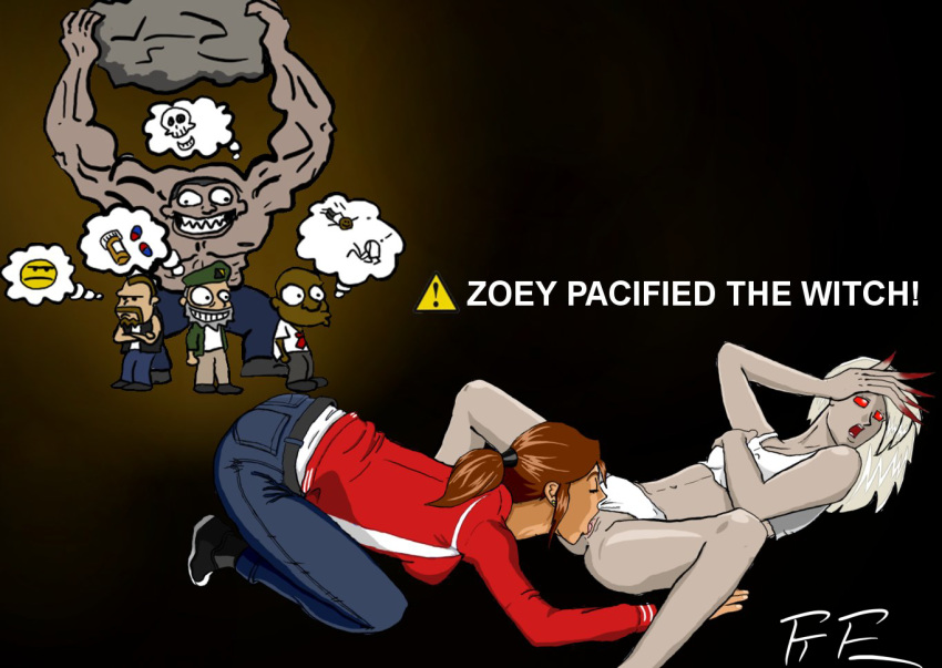 bill_(left_4_dead) francis_(left4dead) left_4_dead louis_(left4dead) pussylicking smoker_(left4dead) the_witch zoey_(left4dead) zombie