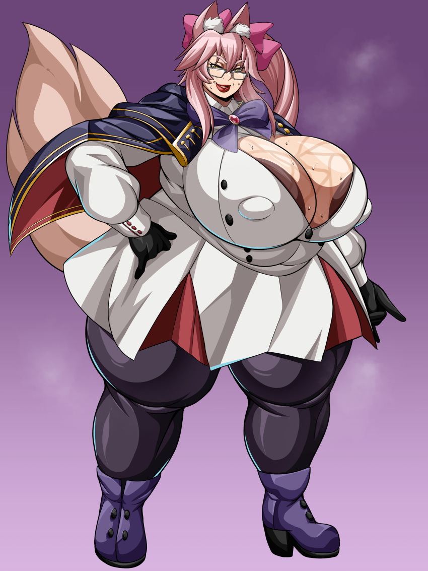 artoria_pendragon artoria_pendragon_(caster) big_breasts big_lips cosplay fate/grand_order fate_(series) koyanskaya milf plump tamamo_no_mae_(fate) thick_thighs