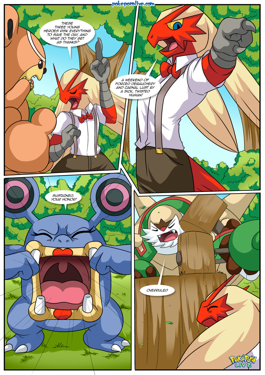 1_boy 1boy 1girl 1girl bbmbbf blaziken blaziken_(pokemon) chesnaught comic loudred nintendo palcomix pokémon_against_lewd_sexualization_(comic) pokemon pokepornlive teddiursa