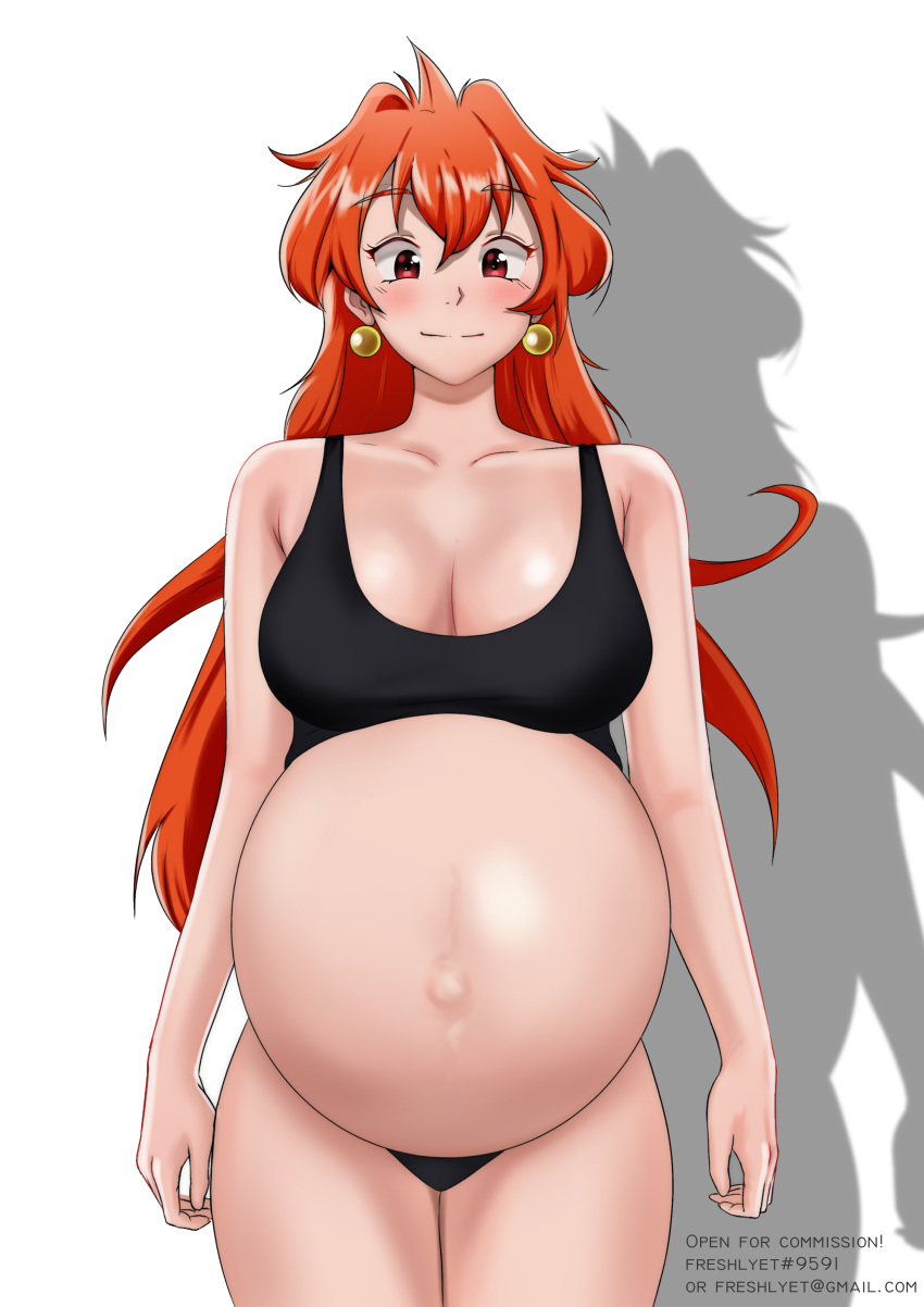 belly_bulge belly_expansion earrings freshlyet lina_inverse orange_hair pregnant purple_eyes slayers