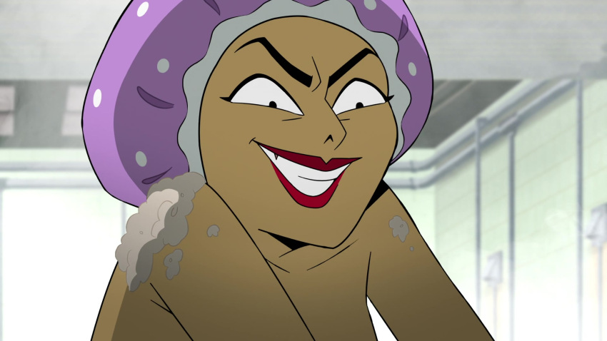 daphne_blake_(velma) evil_smile shower_cap shower_room tagme velma_(series)