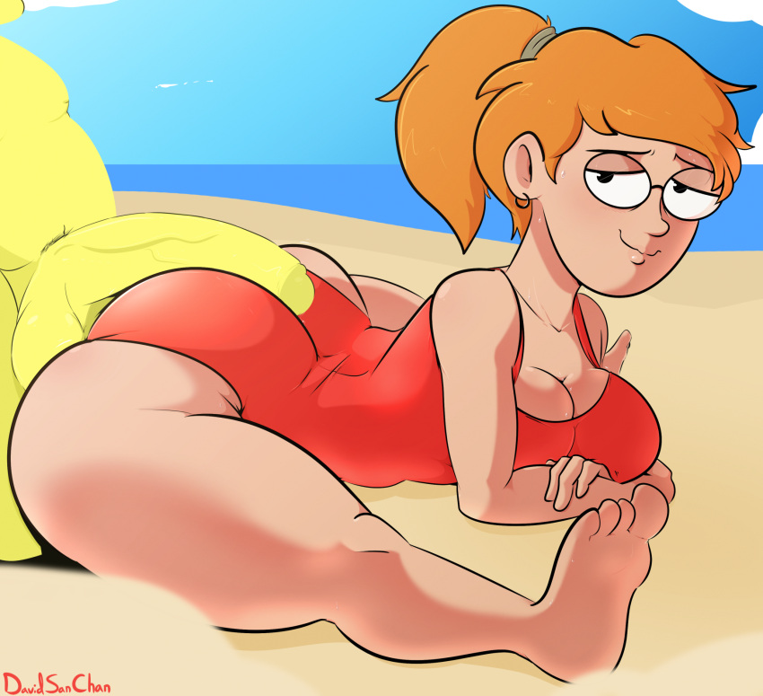 adult_swim beach charlie_dompler_(smiling_friends) orange_hair smiling_friends yellow_eyes zoey_(smiling_friends)