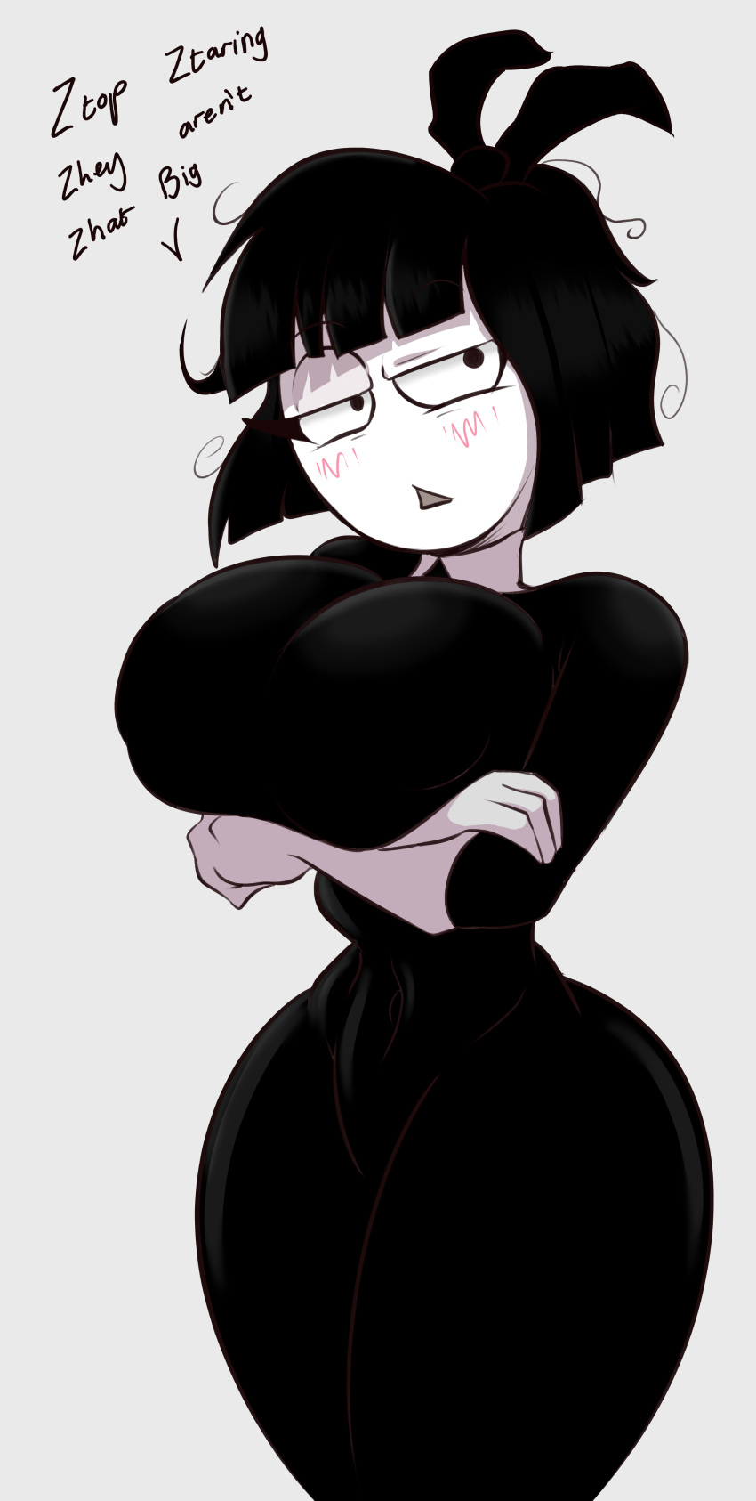 1girl adult_swim big_ass big_breasts big_hips creepy_susie goth goth_girl hourglass_figure looking_at_viewer modest talking_to_viewer the_oblongs