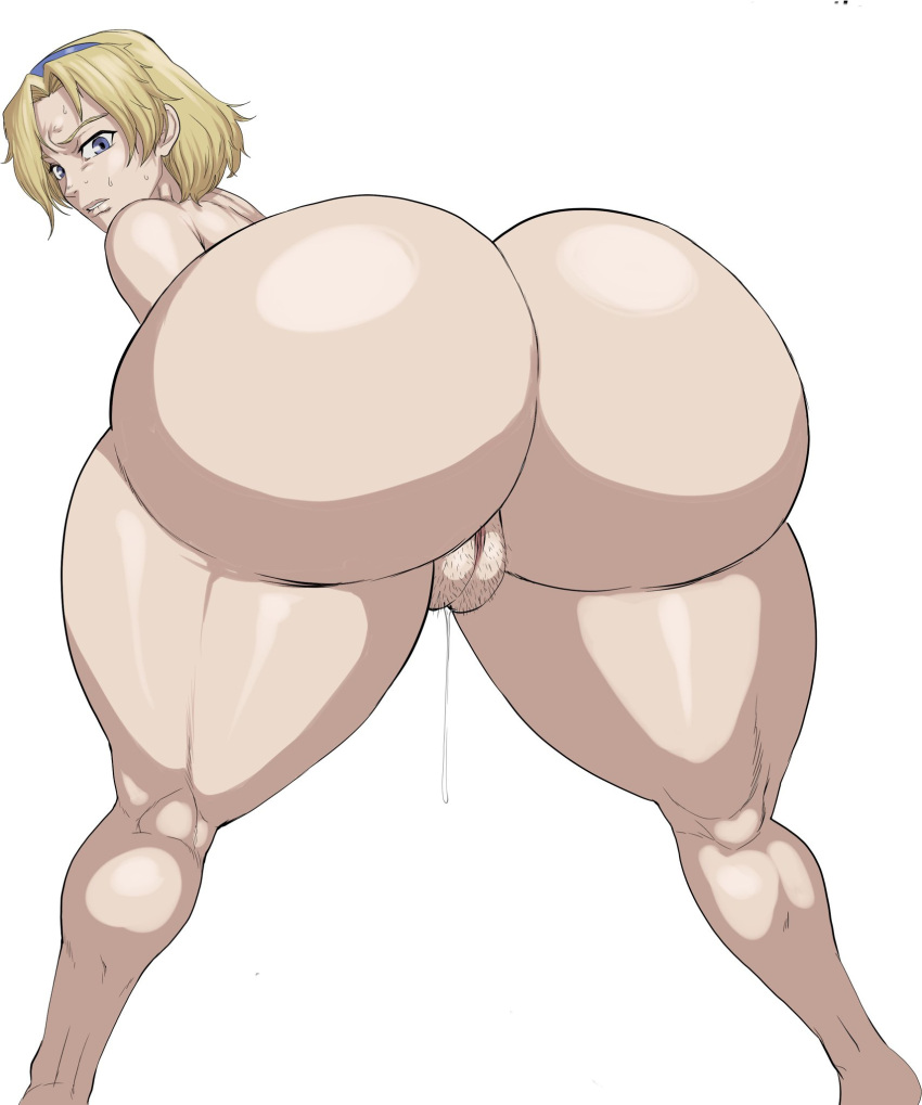 1girl adult_swim anus ass big_ass big_thighs bitting_lip blonde_hair blue_eyes dat_ass doughy_ass dumptruck_ass dumptruck_butt edit female hair_band huge_ass hyper_ass jombleywombley large_ass looking_at_viewer looking_back mature_female nude nude_female pubic_hair pussy pussy_drip pussy_dripping pussy_hair pussy_juice pussy_juice_drip pussy_juice_trail sarah_dubois short_hair solo sweaty textless the_boondocks thick_thighs third-party_edit voluptuous voluptuous_female white_background