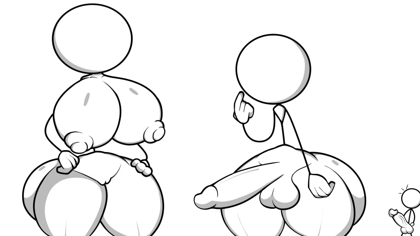 1femboy 1girl 2boys balls big_ass big_ass_(male) big_breasts big_penis big_thighs hands jp20414(artist) penis stickman stickwoman thicc thick thick_ass thick_thighs white_background white_skin