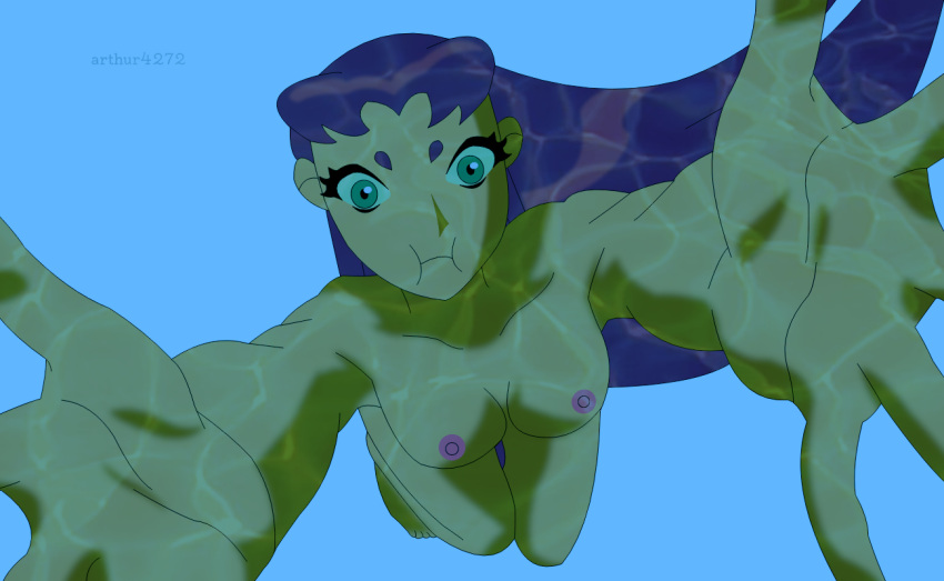 1girl arthur4272 breasts dc_comics female holding_breath koriand'r medium_breasts nipples nude older older_female puffed_cheeks skinny_dipping solo starfire swimming teen_titans underwater water young_adult young_adult_female young_adult_woman