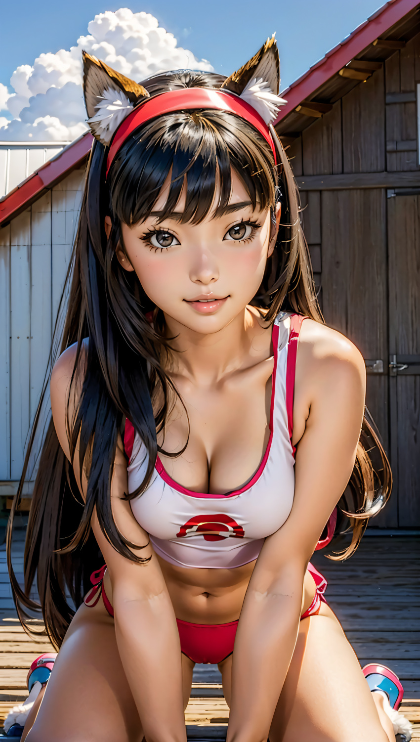 ai ai_generated ani-ai fanart persona_4 pet_play yukiko_amagi