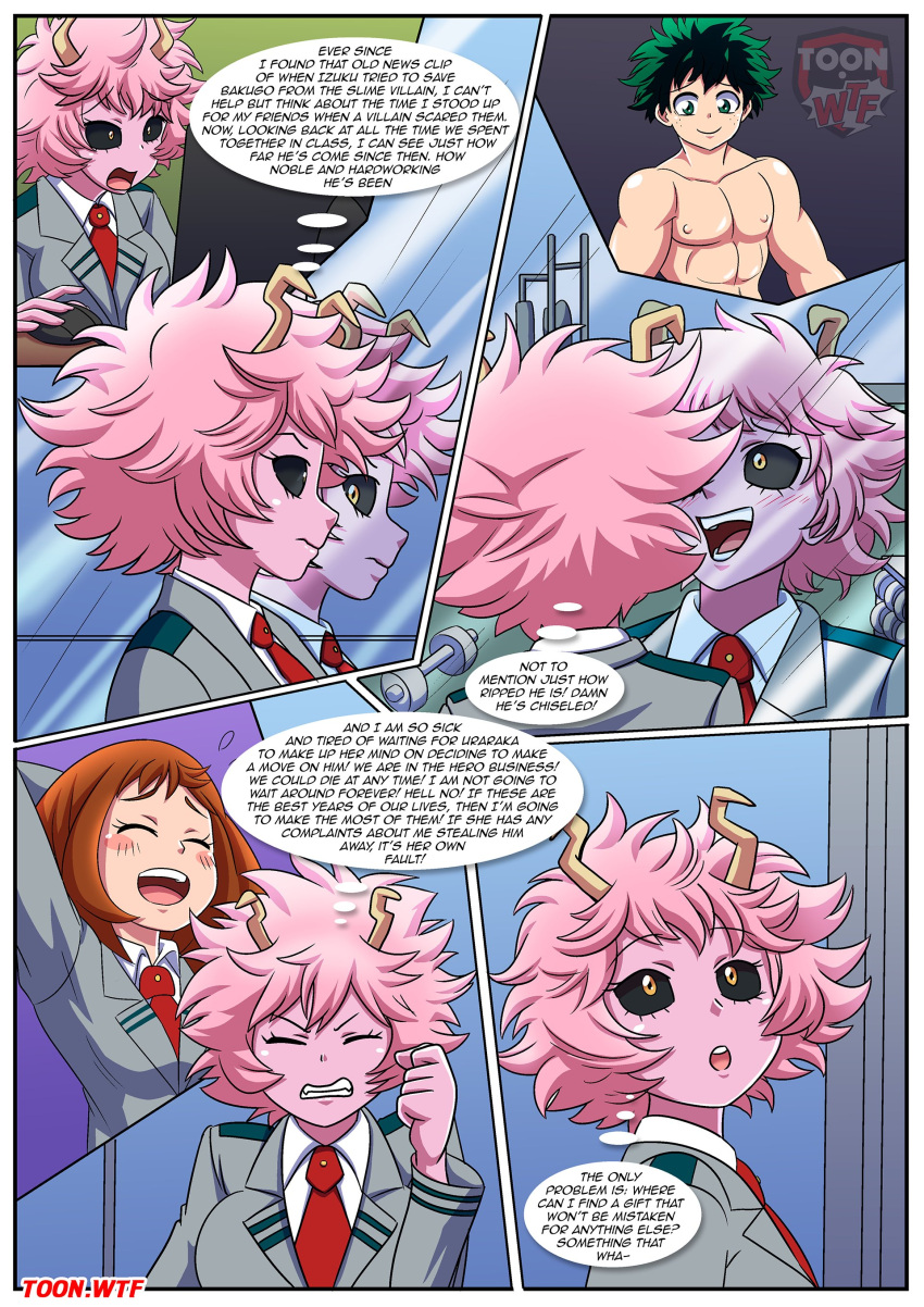 ashido_mina bbmbbf comic izuku_midoriya let_me_unwrap_your_gift_(comic) mina_ashido my_hero_academia ochako_uraraka palcomix toon.wtf uraraka_ochako