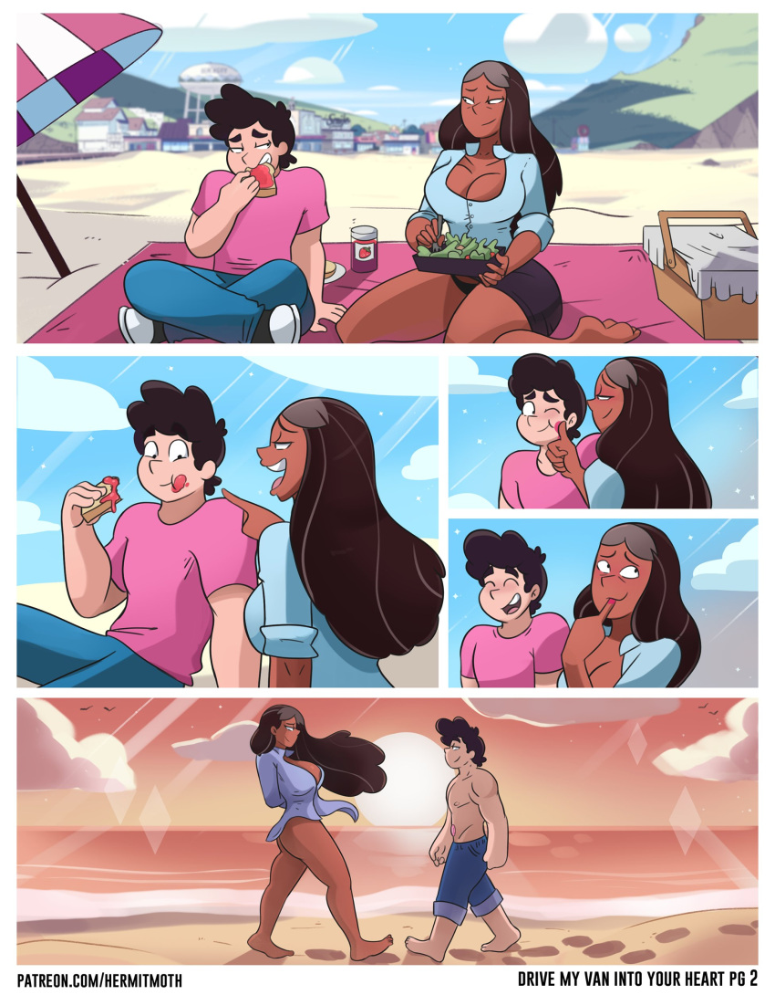 1boy 1girl breasts cartoon_network comic dark-skinned_female drive_my_van_into_your_heart hermitmoth indian milf priyanka_maheswaran steven_quartz_universe steven_universe